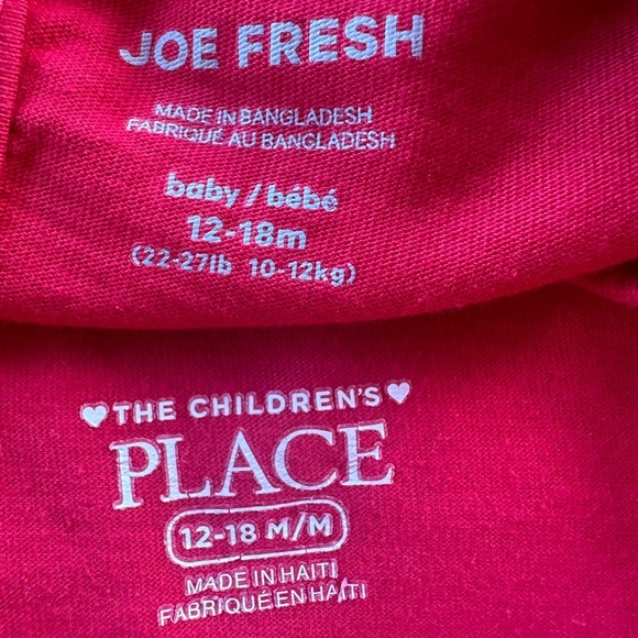 Children’s Place & Joe Fresh Girls Red Christmas Long Sleeve Tee Shirt Bundle - Picture 5 of 5